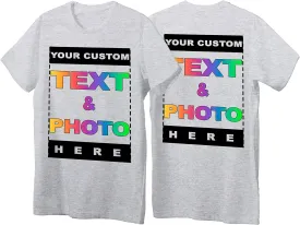Custom T-Shirts - Personalized Unisex Crewneck Tee Shirt - Customize Your Image & Text & Photo - Men Women Adult Unisex Size