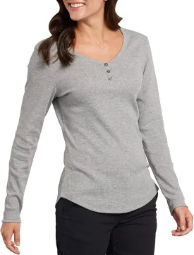 Dickies Women's Long-Sleeve 3-Button Henley Shirt, Graphite Single Dye, 2 Plus Size