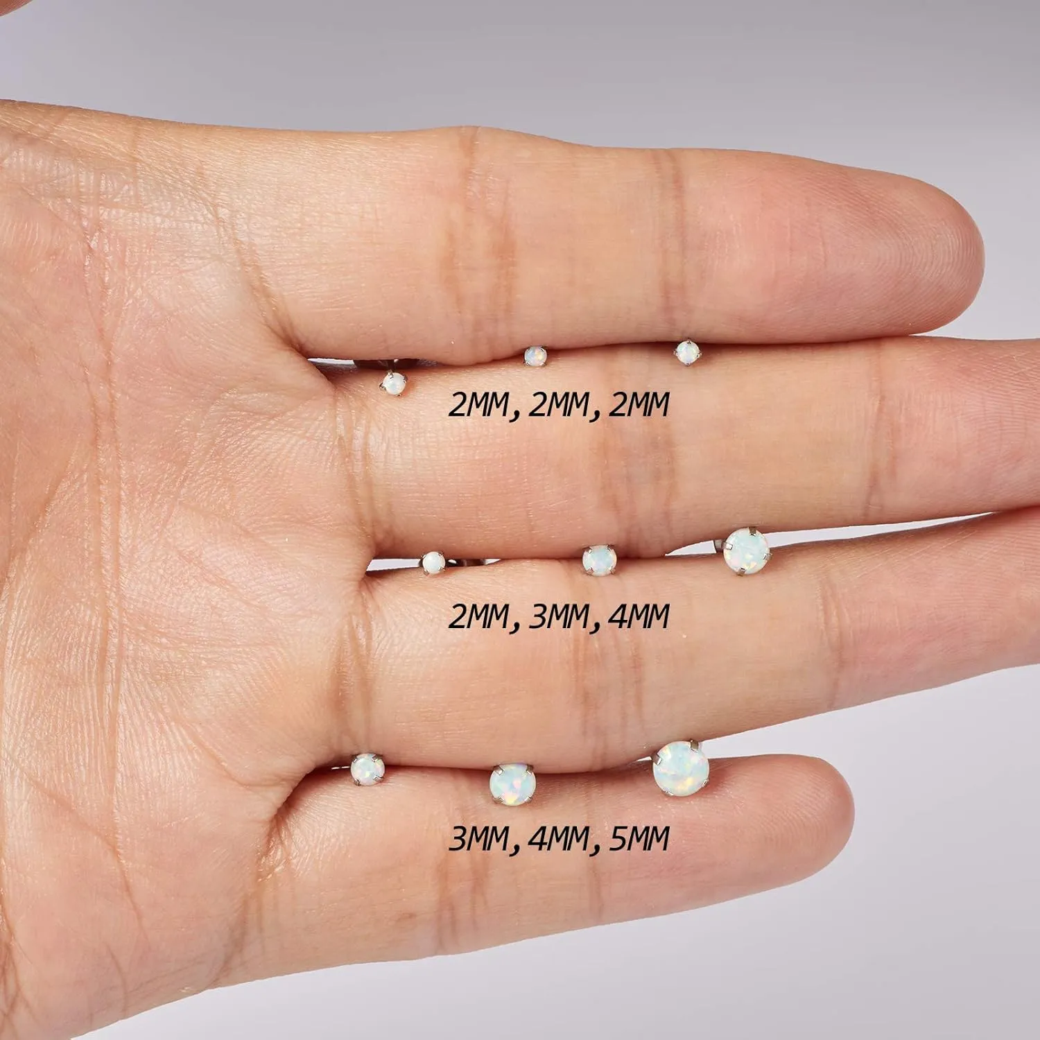 Earrings for Women Stainless Steel Small Synthetic Opal Womens Stud Earrings Set Pack of 3 (SE-29)