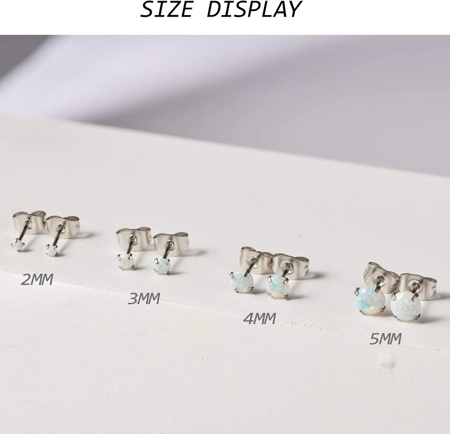 Earrings for Women Stainless Steel Small Synthetic Opal Womens Stud Earrings Set Pack of 3 (SE-29)
