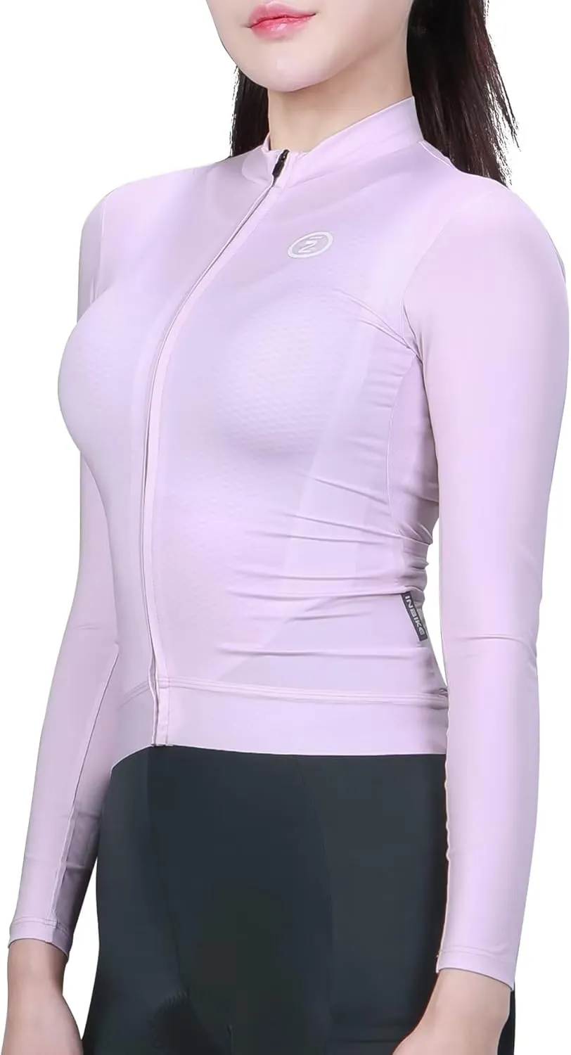 INBIKE Cycling Jersey Women Long Sleeve, Breathable Bike Shirts with Pockets, Bicycle Clothing for Road Biking Riding