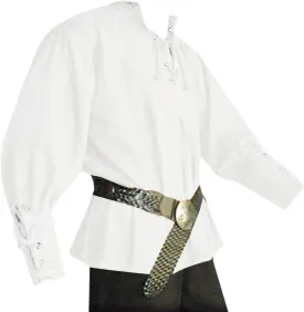 Karlywindow Mens Medieval Pirate Shirts Lace Up Scottish Mercenary Halloween Costume Shirt Tops