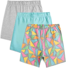 Mightly Girls' Cartwheel Shorts | 95% Soft Organic Cotton with a Touch of Stretch, Basic Undershorts for Kids, Pack of 3