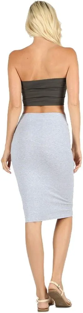 NioBe Clothing Women's High Waist Bodycon Midi Cotton Fitted Pencil Skirt