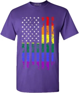 shop4ever Distressed Rainbow Flag T-Shirt Gay Pride Shirts