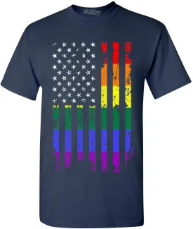 shop4ever Distressed Rainbow Flag T-Shirt Gay Pride Shirts