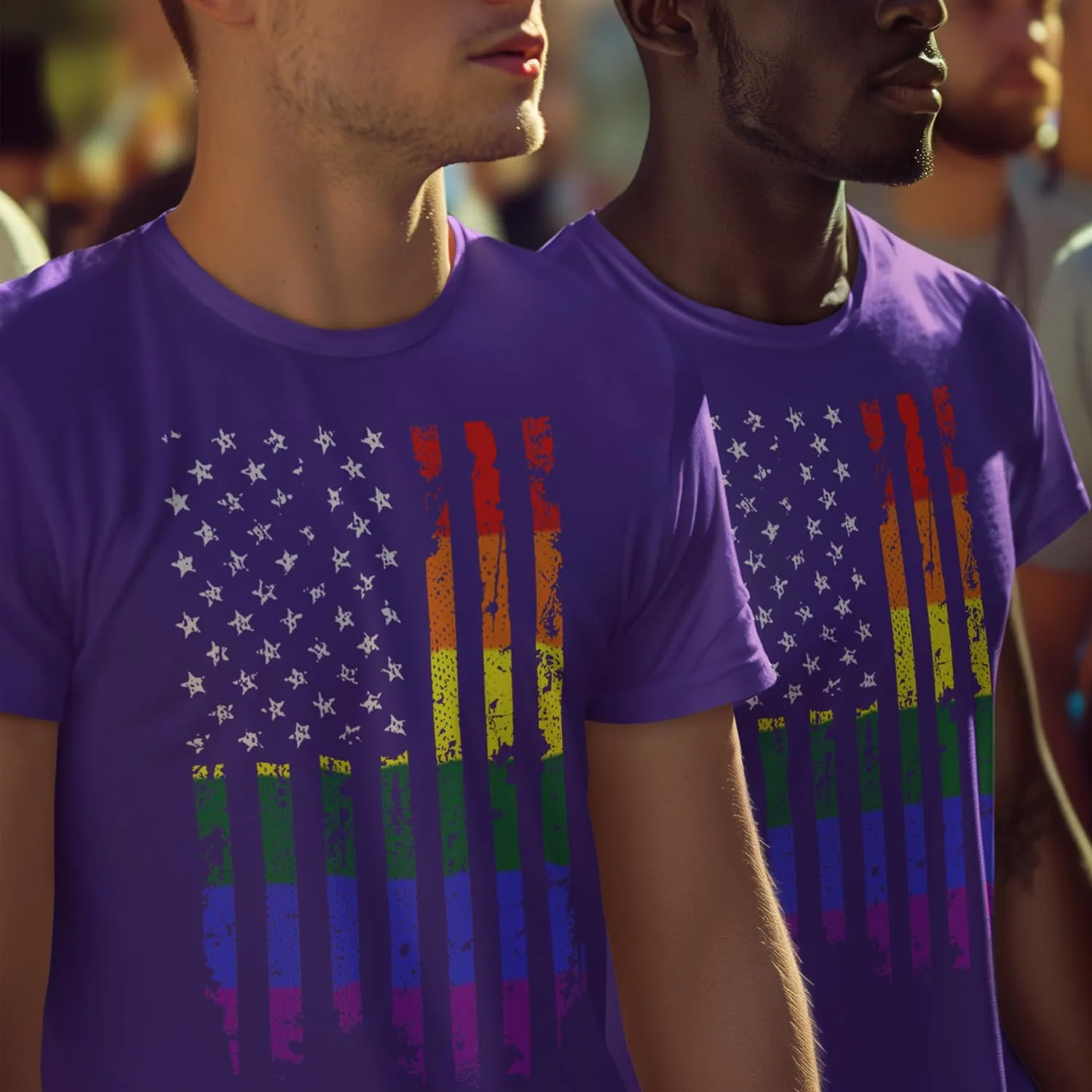 shop4ever Distressed Rainbow Flag T-Shirt Gay Pride Shirts