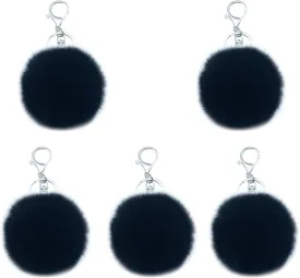 Unpafcxddyig 5 Pieces Poms Keychains Fluffy Ball Faux Fur Pom Pom Keyring for Women