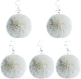 Unpafcxddyig 5 Pieces Poms Keychains Fluffy Ball Faux Fur Pom Pom Keyring for Women