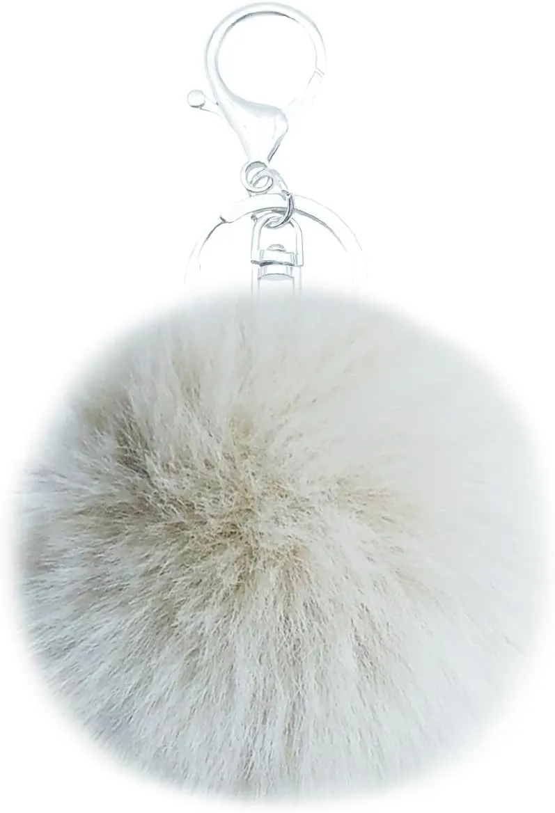 Unpafcxddyig 5 Pieces Poms Keychains Fluffy Ball Faux Fur Pom Pom Keyring for Women