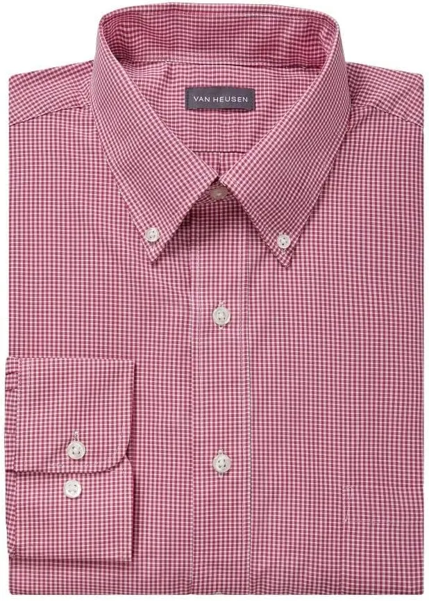 Van Heusen Men's Regular Fit Gingham Button Down Collar Dress Shirt - Amazon Exclusive