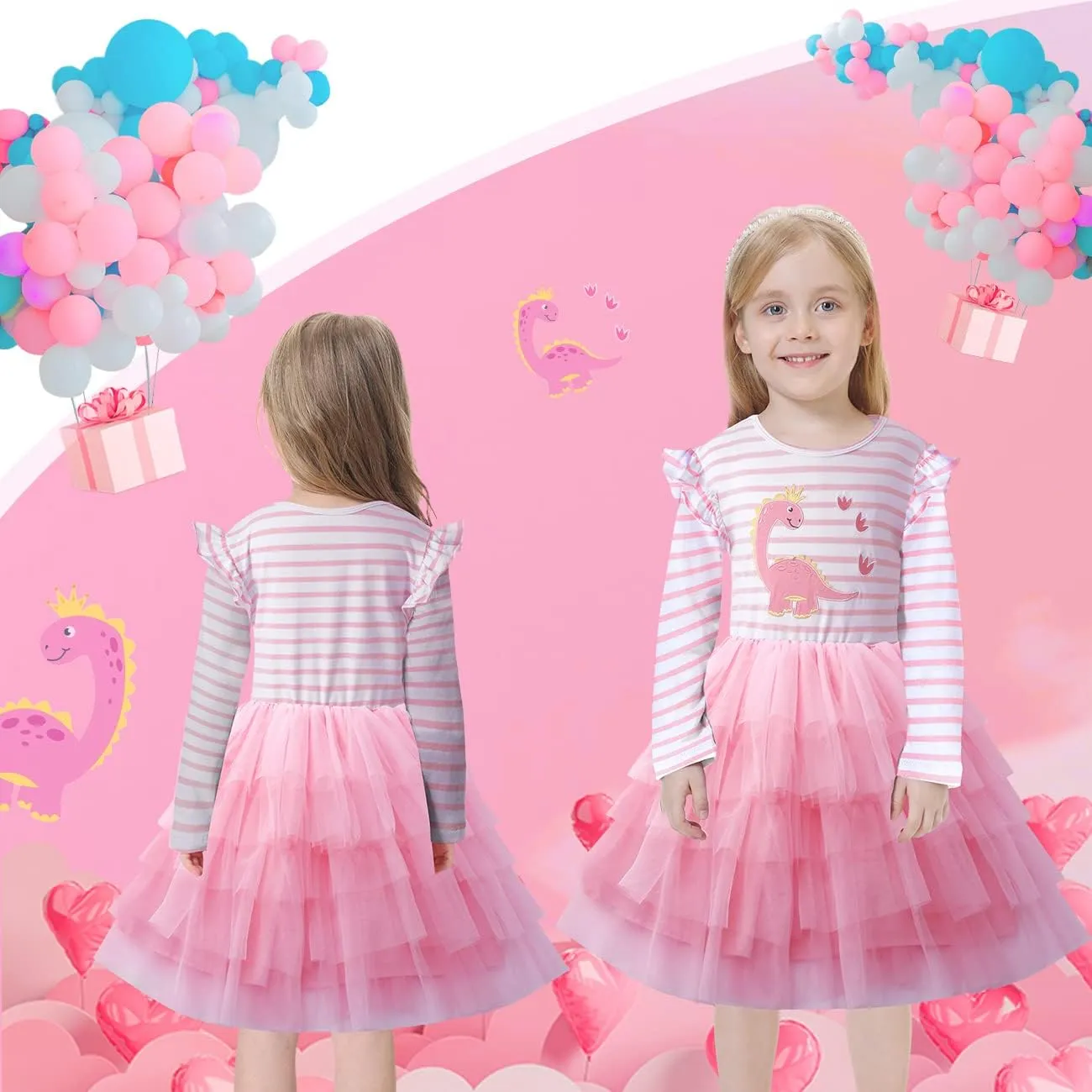 VASCHY Cute Girls Casual Autumn Spring Long-Sleeve Outfit, Toddler/Big Kid Girls Clothing Size 3-10T