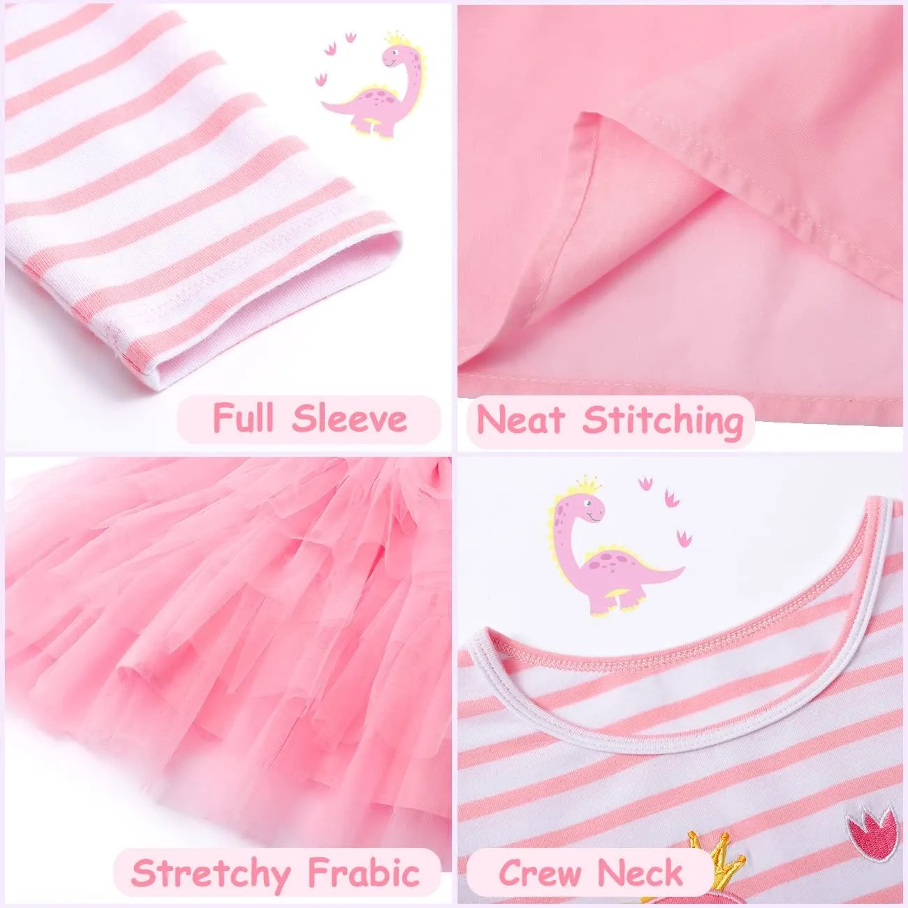 VASCHY Cute Girls Casual Autumn Spring Long-Sleeve Outfit, Toddler/Big Kid Girls Clothing Size 3-10T