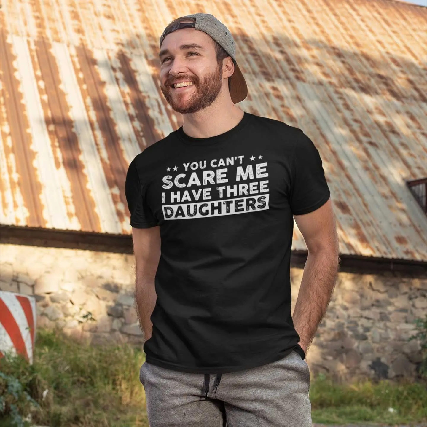 You Can't Scare Me, I Have Three Daughters, Funny Dad T-Shirt, Cute Joke Humor Men T Shirt Gifts for Daddy